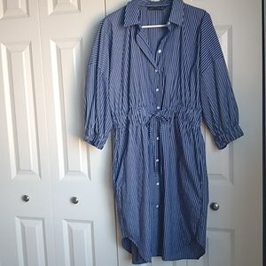 Zara Woman XL blue & white stripe dress